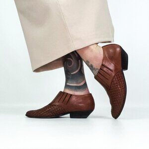 NWOT Dingo Woven Leather Booties Mules Shoes Western 90's Vintage Black Brown